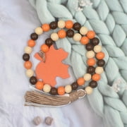 Clearance Under $5 Halloween Wooden Bead Garland Wreath with Tassel Wood Bead Garland with and Black Orange Farmhouse Bead Garland Halloween Beads Garland for Halloween Shelf Tiered Tray